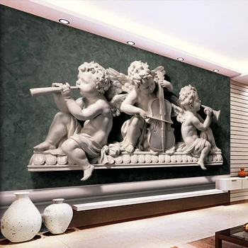 Europos Stiliaus 3D Stereo Gipso Angelas Pav Sienų Tapetai Kambarį Meno Namų Dekoro Lipni Vandeniui 3D Sienų Dokumentus