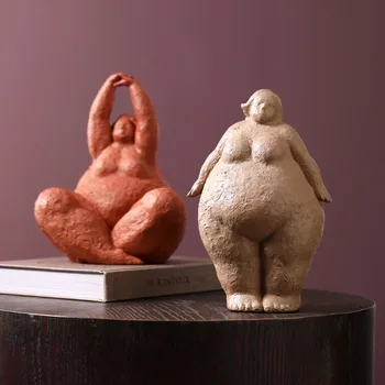 Europos Stiliaus Dervos Abstrakčiai Fat Lady Figūrėlės Kūrybinio Pobūdžio Papuošalai Senovinių Namų Puošybai Kambario Stalo Amatų Dovanos