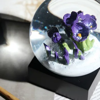 Europos Stiliaus Snaigės Krištolo Rutulį Gimtadienio Dovana Violetinė Gėlė Pasaulyje Kamuolys Amatų Namų Puošybai