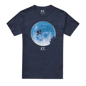 Europos sąjungos oficialusis E. T. T-Shirt - Mens T-Shirt - Klasikinis Dviratį Per Mėnulio Simbolis - Tamsiai Mėlyna Animacinių filmų marškinėliai vyrams Unisex Naujas Mados marškinėlius
