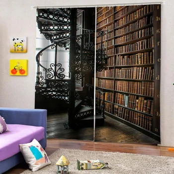 Europos Užuolaidos Foto Dažytos 3D Užuolaidų kambarį Custom laiptai bookself užuolaidos