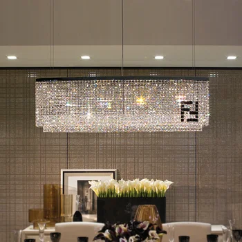 F Stačiakampio formos kristalų apšvietimo Led sieniniai šviestuvai, valgomasis, kambarys LED šviestuvo krištolo sietynai Restoranas rungtynių