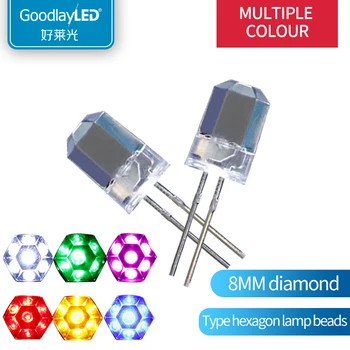 F8 Diamond Hexagonalbright raudona geltona mėlyna žalia rausva balta LED lemputė karoliukai in-line astigmatizmas lempos string specialios lemputės