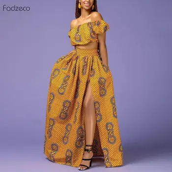 Fadzeco Vasaros Afrikos Suknelės Moterims 2019 Naują Afrikos Drabužius Dashiki Ankara Gėlių Spausdinti Heidi Bazin Vestidos Skraiste Ilga Suknelė