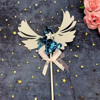 Fantazijos Pegasus Angelas sparnų Vienaragis šalis dekoro Vienaragis gimtadienio tortas topper cupcake susitvarko baby shower berniukas mergaitė babyshower