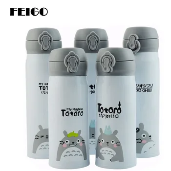FEIGO 500ml Totoro Thermocup Termosas Vandens Butelis Nerūdijančio Plieno Terminis Puodelis Totoro Termo Puodelis Kelionės Vakuuminės Kolbos Termos F375