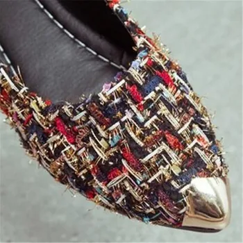 FeiYiTu Butai, batai moterims, pintas tvido audinio Laisvalaikio Bateliai Moteris Butas Pažymėjo Tne originali kailio metalo minkštas Ėjimo moterų Mokasīni