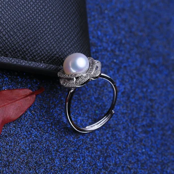 FENASY Natūralių Gėlavandenių Perlų Žiedai Naujas Mados Madingų Cirkonis Šalis Sidabro Spalvos Reguliuojamo Žiedai Moterims Didmeninės