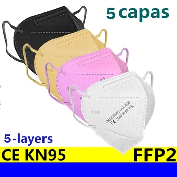 FFP2 Veido kaukė KN95 veido kaukes 5-sluoksnių filtras maske Apsaugos kovos su gripo KD2.5 kaukė nuo dulkių burnos kaukę, Kvėpuojantis mascarillas