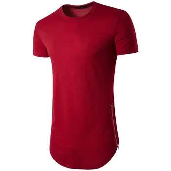 FFXZSJ 2018 m. vasaros korėjos stilius paprastas, Dvigubo užtrauktuko dizainas, t-marškinėliai vyrams, raudona atsitiktinis plonas ilgas skyriuje T-marškinėliai vyrams,dydis S-XXL