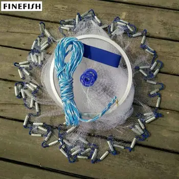Finefish Aliuminio žiedas JAV mesti tinklus 2,4 m -4.8 m lengva mesti musė ju priemonė, mažų akių lauko ranka mesti, gaudyti žuvis tinkle