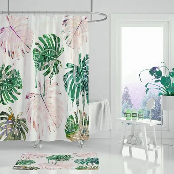 Fizinis modelis ananasų/gėlių/lapų poliesteris dušo uždanga galima skalbti aukštos kokybės vonios kambario dušo užuolaidų spalvos