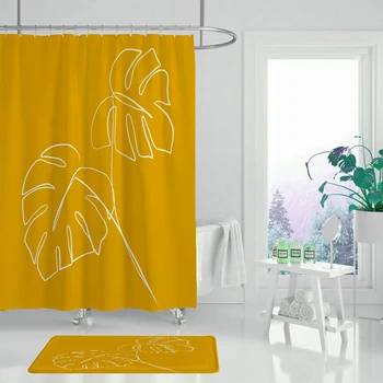 Fizinis modelis ananasų/gėlių/lapų poliesteris dušo uždanga galima skalbti aukštos kokybės vonios kambario dušo užuolaidų spalvos