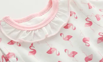 Flamingo Modelis Ilgomis Rankovėmis Medvilnės Kūdikių Naujagimiui Mergina Rompers Rudenį Merginos Jumpsuit Drabužių Komplektus