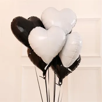 Folija balionai 5vnt/lot18 colių širdies formos baltas juodas folijos kamuoliukus gimtadienio dekoracijas suaugusiųjų balionu, vestuvių Helovinas kamuolys