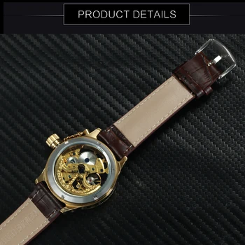 FORSINING Top Brand Prabanga Aukso Automatinis Mechaninis laikrodis Vyrams Skeletas Raižyti Dial Odinis Dirželis Mados Suknelė Laikrodžiai