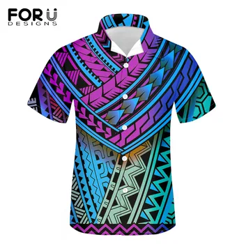 FORUDESIGNS Vyrų Vasaros Atsitiktinis Sagomis Shirt Prekės Dizaineris Polinezijos Genčių Modelis Mados Vyrų Viršūnes 2020 Naujų Karšto Pardavimo