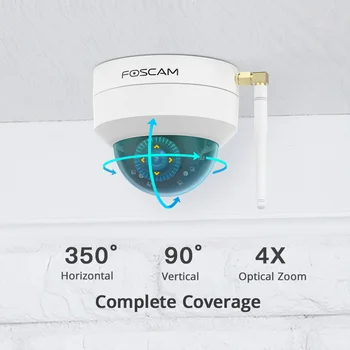 Foscam D4Z 4MP Belaidžio Dome PTZ) IP Camera 4X Optinis Priartinimas 20m Naktinio Matymo Palaiko 128G Micro SD Kortelė
