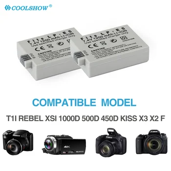 Fotoaparatas, Baterija LP E5 LP-E5 LPE5 CANON 450D 500D 1000D KISS X2 X3 F Rebel XS XSi T1i 1200mAh Standarto Baterijas