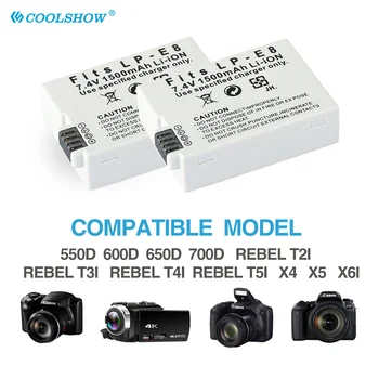 Fotoaparatas, Baterija LP-E8 LP E8 LPE8 Canon EOS X4 X5 X6i X7i T2i T4i T5i Rebel T3i EOS 550D 600D 650D 700D 1500mAh Baterijos