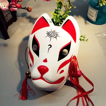 Fox Katės Kaukė Cosplay Japonijos Fox Kaukės Visą Veidą Rankomis dažyti Stiliaus PVC Maskuotis Festivalis Kamuolys Kabuki Kitsune Kostiumas