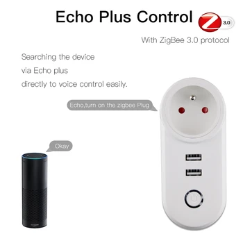 FR ZigBee3.0 Dual USB Belaidžio Lizdo Kištuką SmartThings App Nuotolinio Valdymo Echo Plius Balso Kontrolės Dirbti su Alexa 