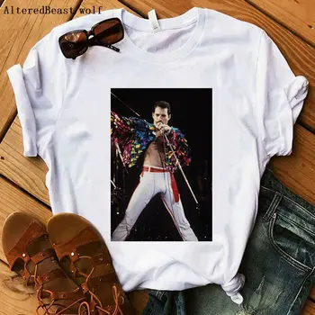 Freddie Mercury Naujas Vasaros Didelio Dydžio Karalienė juokinga Prarasti Moterų Atsitiktinis Menas trumpomis Rankovėmis 