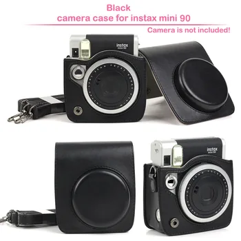 Fujifilm Instax Mini 90 Instant Film Camera Case Bag, PU Odos dangą su Pririšamuoju Diržu, Instax Mini 90 Polariod Kameros