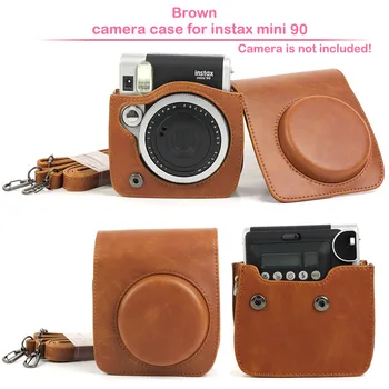 Fujifilm Instax Mini 90 Instant Film Camera Case Bag, PU Odos dangą su Pririšamuoju Diržu, Instax Mini 90 Polariod Kameros