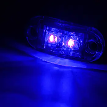 Fuleem 10VNT Mėlyna LED 2.5 COLIŲ 2 Diodų Šviesos Ovalo formos Patvirtinimo Priekabos Sunkvežimių LED Šoninis Gabaritinis Žibintas 12V 24V Vandeniui
