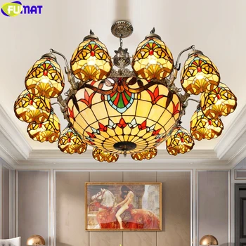 FUMAT Tiffany Baroko Stiliaus Šviestuvai Multi Vadovai vitražas Kabinti Šviesos Rungtynių Undinės karkasinių Namų Dekoro Meno LED Lempos