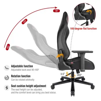 Furgle ProX Biuro Kėdė, Pasukama Odos Žaidimų Kėdė, Didesnės Sėdynės su Platesne Nugaros Pusėje, Kompiuterio Kėdė, Namų Biuro Stalas, Kėdės,
