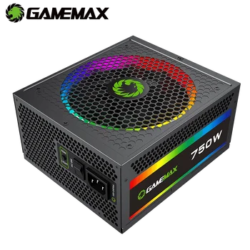 GameMax RGB Maitinimo šaltinis 750W Visiškai Modular 80 PLUS Gold Certified su Adresuojamo ARGB LED PSU 12V Maitinimo šaltiniai Kompiuteris