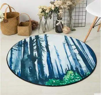Gamtos scenos spausdinti apvalus kilimas kilimėlis słomianka anti slip trumpas pliušinis kilimą apskaičiuoti kėdė kilimėlis patalpų