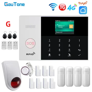 GauTone PG105 Tuya 4G 3G GSM apsaugos Sistemos, Namo Apsaugos su Dūmų Detektorius Belaidė Sirena paramos Smart Gyvenimo APP Kontrolės