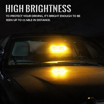 Geltona 16 LED Didelio Intensyvumo LED Teisėsaugos Pagalbos Įspėjimas Mirksėtų Žiburiai, Interjero Stogo/Dash/prekinis, galinis Stiklo su S