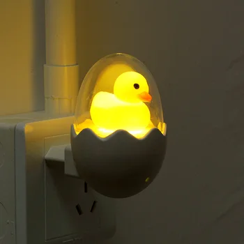 Geltona Kiaušinių Antis LED Nakties Šviesos AC 220V Su Nuotolinio Valdymo Šviesos Jutiklis Animacinių filmų Lempos Vaikų Miegamasis Mini Namuose Naktį Šviesos