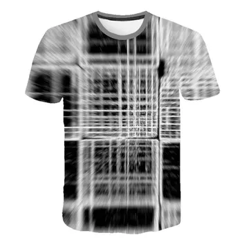 Geometrijos kubo žaislas 3D T-marškinėliai Vyrams, Moterims Tshirts Vasaros Atsitiktinis Tees Juokinga Geometrinis Harajuku Laisvalaikio Streetwear Tees