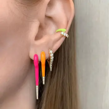 Geometrinis multi auskarų mini žiedai aukso spalvos Neon emalio cz smaigalys hoopas auskarai moterims