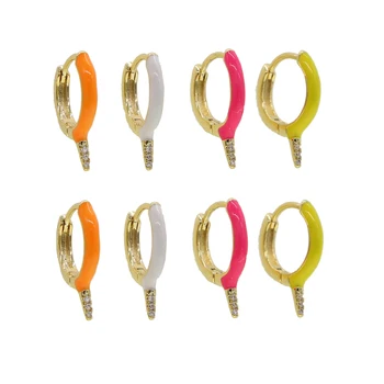 Geometrinis multi auskarų mini žiedai aukso spalvos Neon emalio cz smaigalys hoopas auskarai moterims