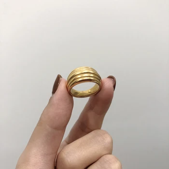 GHIDBK Minimalistinio Tekstūra Nereguliarus Pločio Titano Plieno Žiedai Sluoksniuotos Geometrinės Žiedas Moterims Pareiškimą Žiedas Papuošalai, Aksesuarai