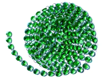 Girlianda Chakra Spektrai 12Feet Diamond Prizmės Žalia Stiklo Kristalų Aštuonkampis Granules, kaip 14mm Vestuvių Šviestuvo Dalys M02160-4