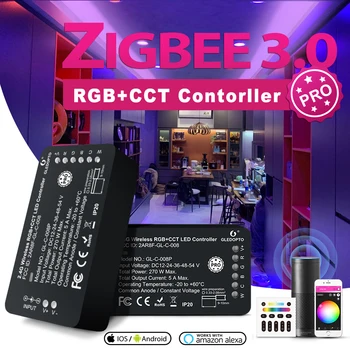 GLEDOPTO ZigBee 3.0 LED Valdiklis Pro RGBCCT Juostos Valdiklis Smart APP Valdymas Balsu dirbti su 