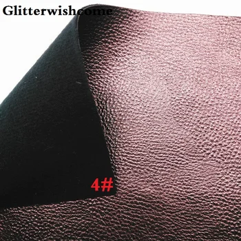 Glitterwishcome 30X134CM Mini Roll Sintetinės Odos, Metalo Oda, Litchi Grūdų Dirbtiniais PU Odos audinio, Vinilo už Lankai GM030