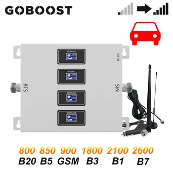 GOBOOST Automobilių Stiprintuvo 2g 3g 4g Įgyti 70dB Keturių dažnių Juosta Signalo Stiprintuvas GSM 900 850 FDD LTE 800 2600 1800 2100 MHz Kartotuvas Rinkinys