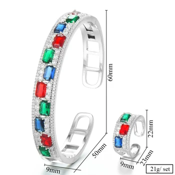 GODKI Garsaus Naujo Dizaino Prabangūs Micro CZ Cirkonis Kristalų Nuotakos Vestuvių Dubajus Papuošalų Rinkiniai 2vnt Madinga Ponios Moterų Apyrankė/Žiedas