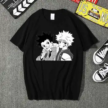 Gon ir Killua Derliaus Hunter X Hunter Marškinėlius Trumpas Rankovėmis Medvilnė Tee Mergina Vasaros Killua Zoldyck T-shirt, Anime, Manga, Japonija