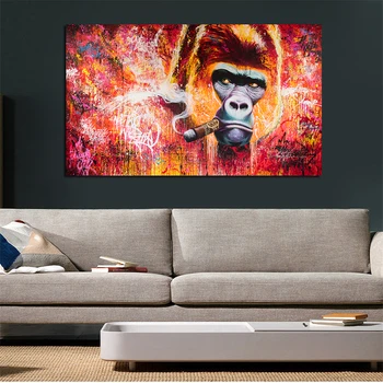 GOODECOR Sienos Meno Beždžionė Rūkymas Nuotraukas Drobė, Tapyba Sienos Meno Kambarį Šiuolaikinės Apdailos Namų Dažymo Frameless