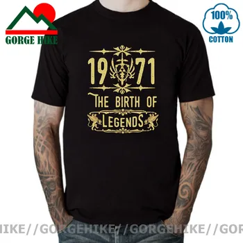 GorgeHike Senovinių Legendų yra Gimęs 1971 m marškinėliai vyrams Retro Gimimo Legendos Pagamintas 1971, T-shirt 70 Mens Gimtadienio Drabužiai