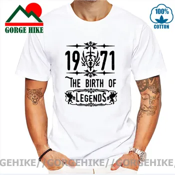 GorgeHike Senovinių Legendų yra Gimęs 1971 m marškinėliai vyrams Retro Gimimo Legendos Pagamintas 1971, T-shirt 70 Mens Gimtadienio Drabužiai